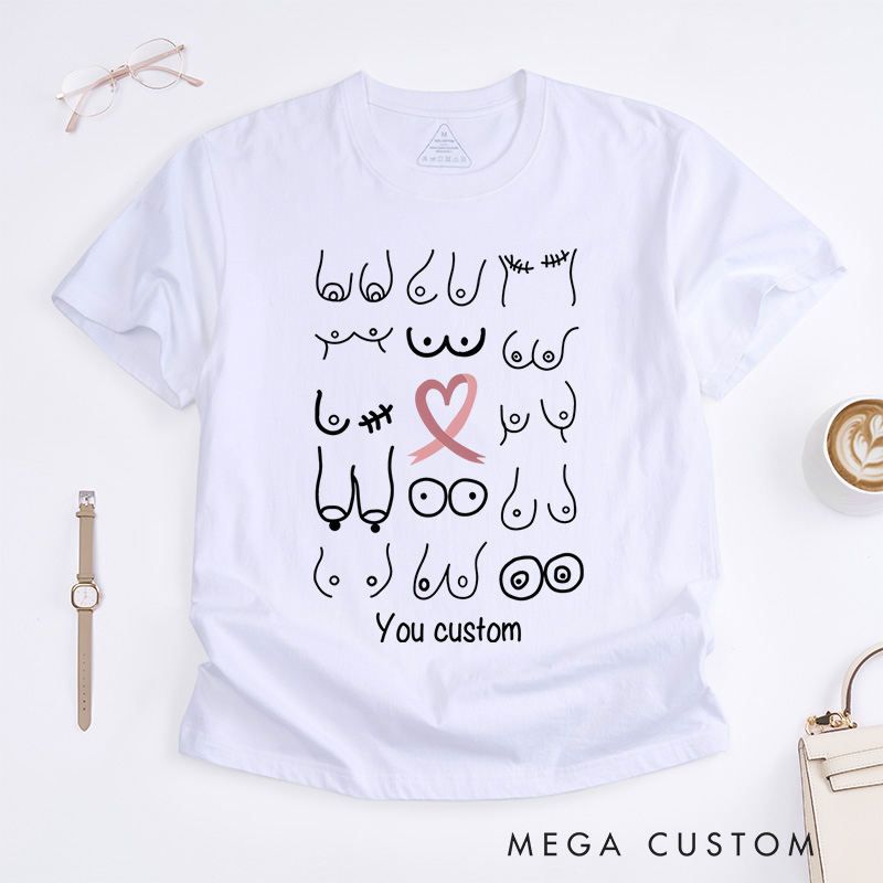 Personalized Diverse Breast Illustrations Celebrating Body Positivity and Breast Cancer Awareness T-shirt