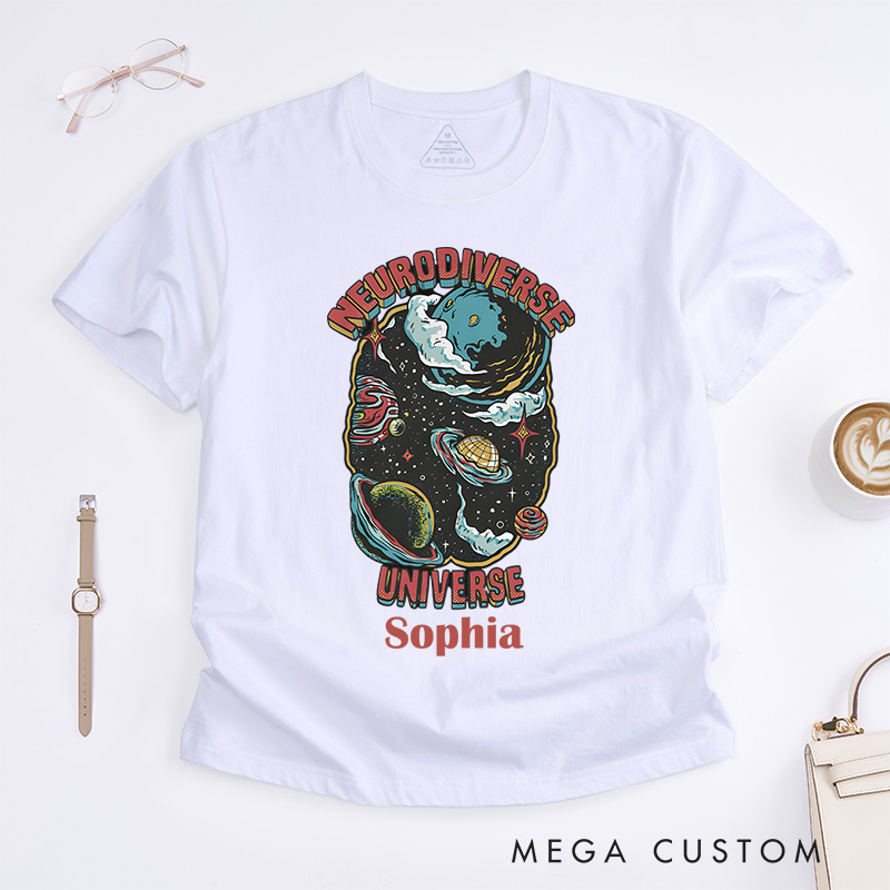 Personalized Neurodiverse Universe Comic Style Adult T-Shirt Actually Autistic Gift