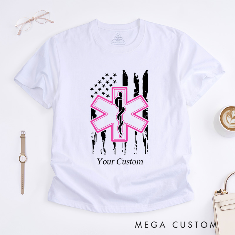 Personalized Emergency Medical Services Star Of Life Support And Awareness T-Shirt  