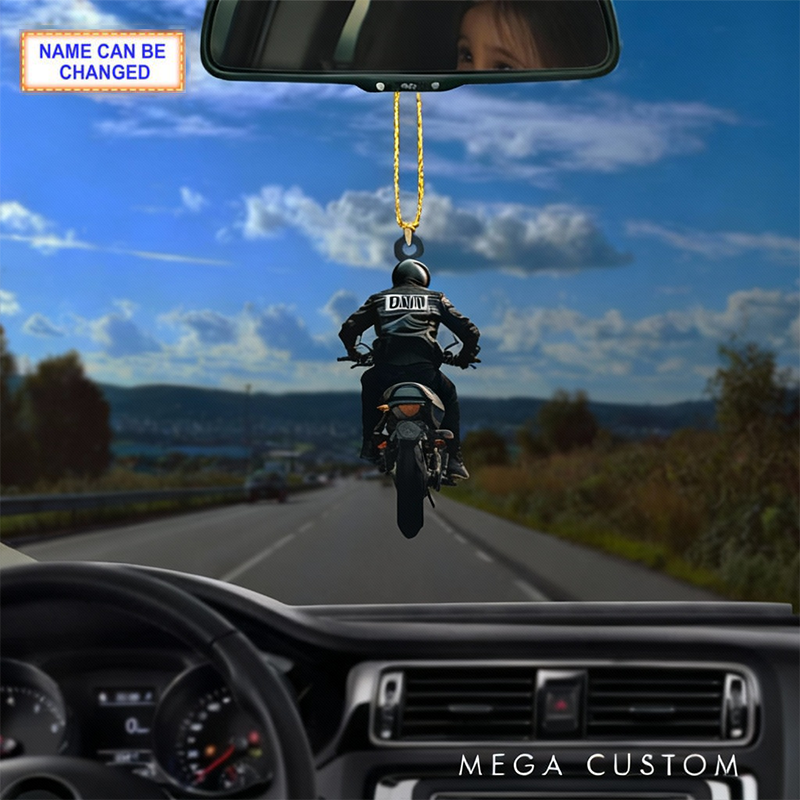 Personalized Motorcycle Rider Christmas Ornament Custom 2D Acrylic Ornament with Name Gift for Motor Lovers