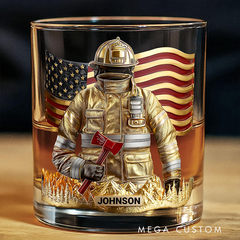 Personalized Firefighter Themed Whiskey Decanter Set Custom Name Gift for Fire Dept