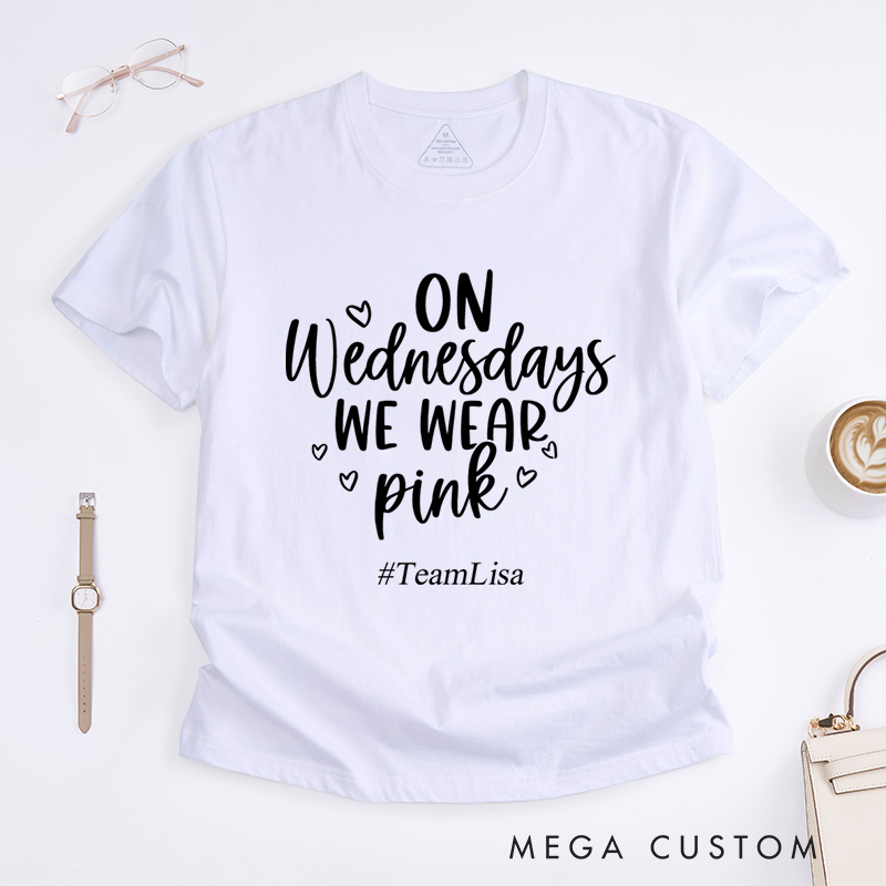 Personalized On Wednesdays We Wear Pink Breast Cancer Awareness And Support T-Shirt  