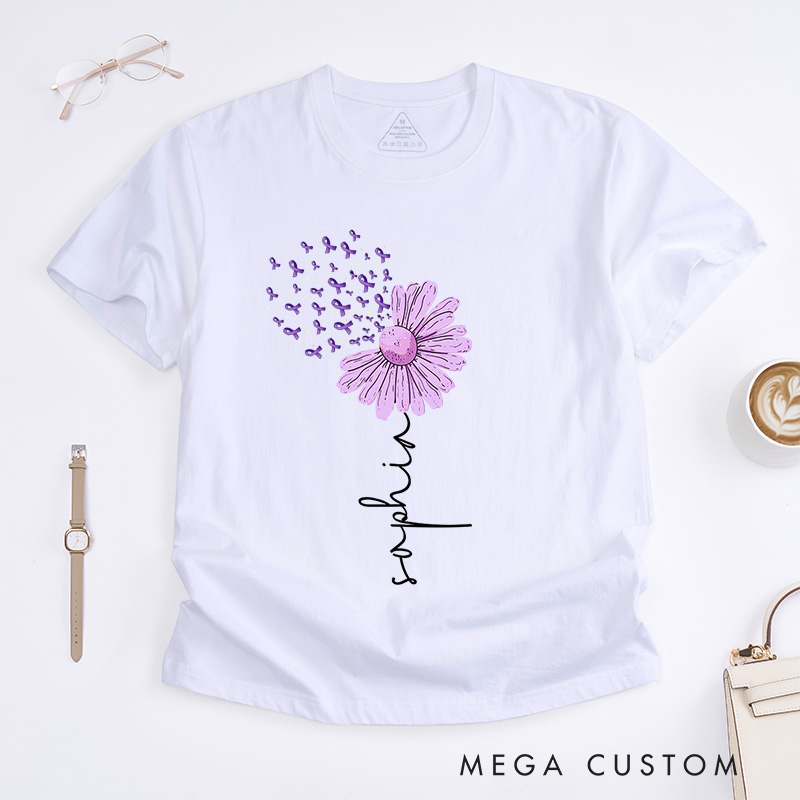 Personalized Alzheimer's Awareness Flower T-Shirt Alzheimer Gifts 