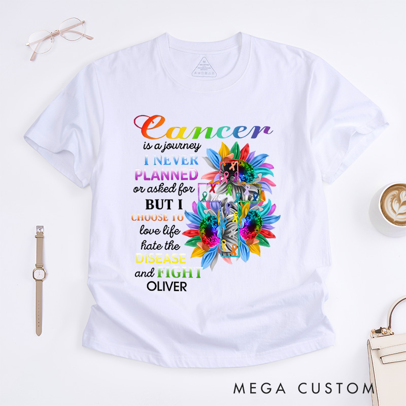 Personalized Cancer Is A Journey Cancer Awareness T-Shirt Cancer Survivor Gift