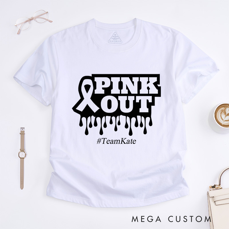Personalized Pink Out Ribbon Breast Cancer Awareness Empowerment Advocacy T-Shirt  