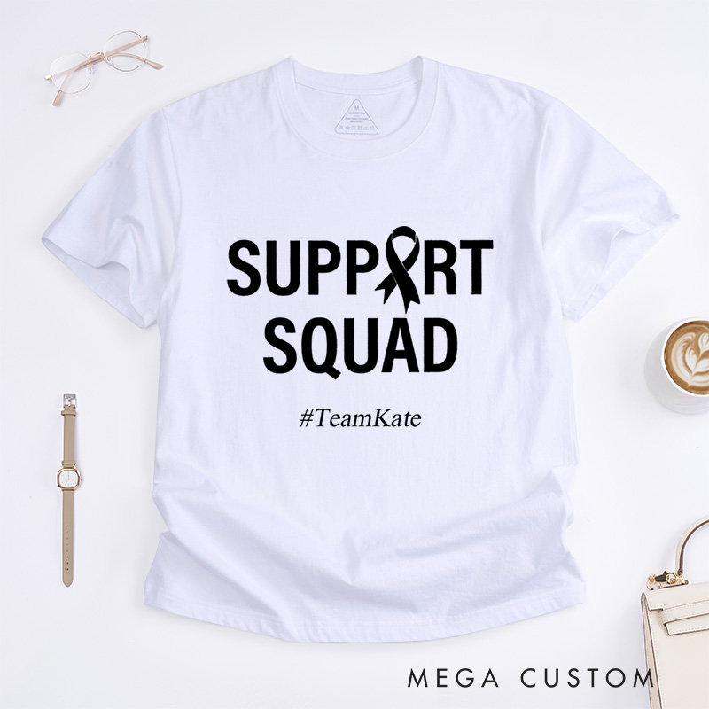 Personalized Support Squad Ribbon Breast Cancer Awareness Advocacy Team T-Shirt  