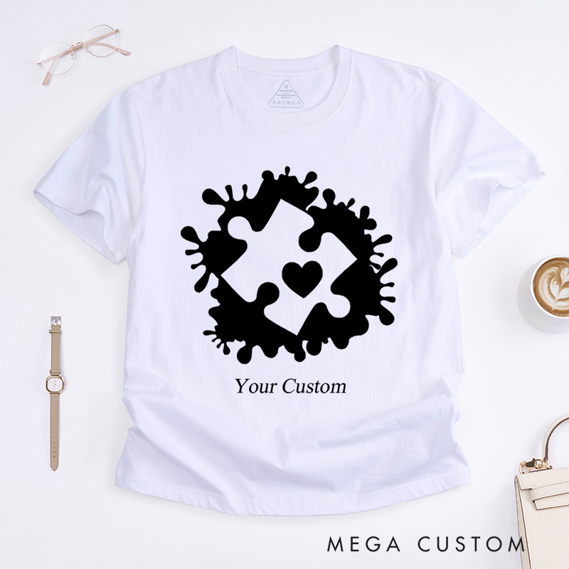 Personalized Autism Awareness Puzzle Heart Celebrating Neurodiversity Support T-Shirt  