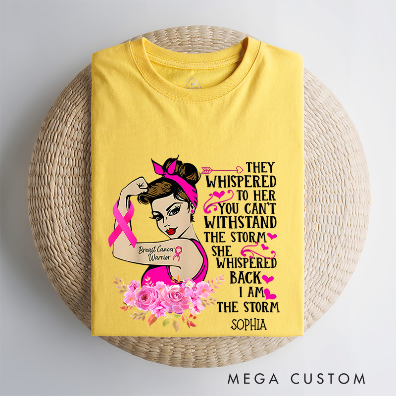 Personalized Breast Cancer Warrior Shirts Pink Power A Brave Declaration In October We Wear Pink Woman Day Tee