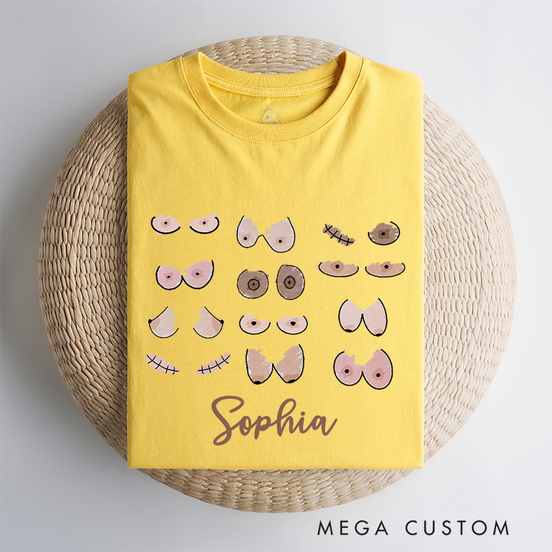 Personalized Breast Boob T-Shirt Inspirational Gift for Women Who Have Triumphed Over Cancer