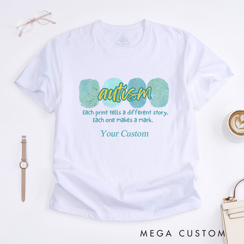 Personalized Autism Awareness Each Print Tells A Different Story Inclusion Advocacy T-Shirt  