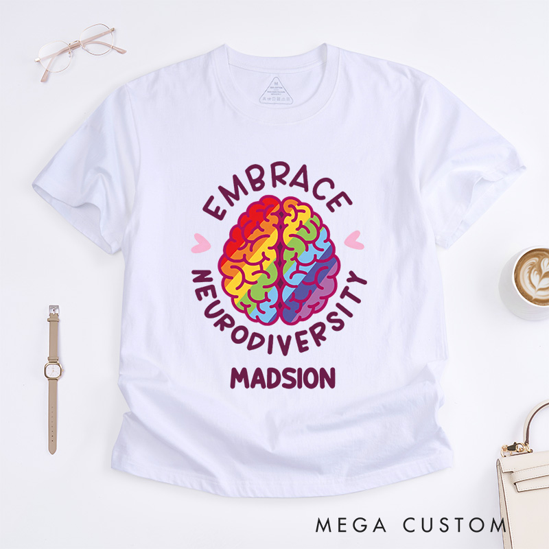Personalized Embrace Neurodiversity T-Shirt Autism Awareness Gift