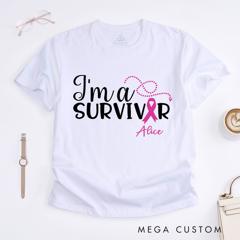 Personalized I'm a Survivor T-Shirt Breast Cancer Gift Cancer Survivor Gift
