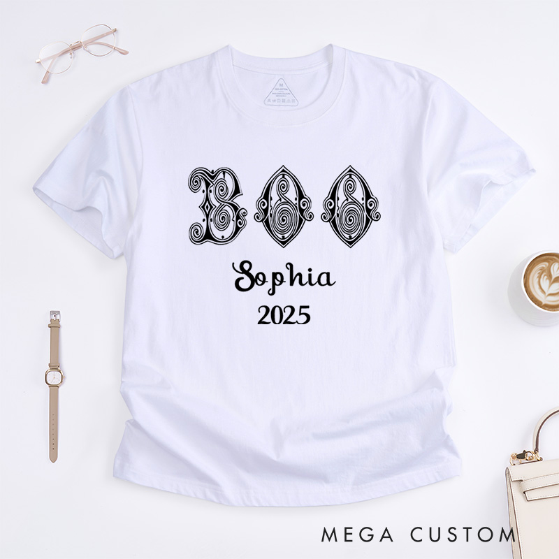 Personalized Ornate Boo Halloween T-Shirt Perfect for Fun and Whimsical Halloween Celebrations T-Shirt