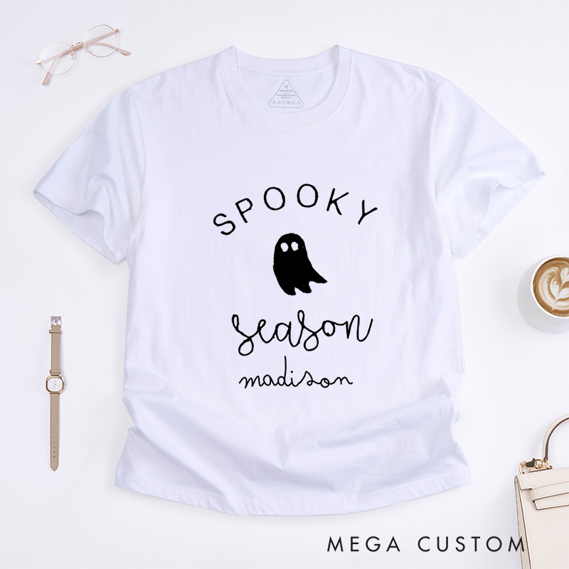 Personalized Spooky Season Halloween T-Shirt Perfect for Adding a Festive and Playful Vibe to Outfits T-Shirt