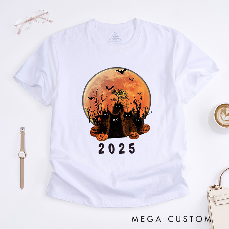 Personalized Full Moon and Witch Halloween T-Shirt Perfect for Adding a Magical and Spooky Touch T-Shirt