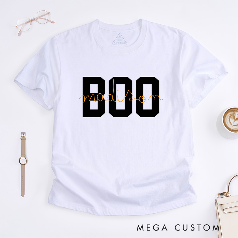 Personalized Boo Halloween T-Shirt Perfect for Fun and Festive Seasonal Celebrations T-Shirt