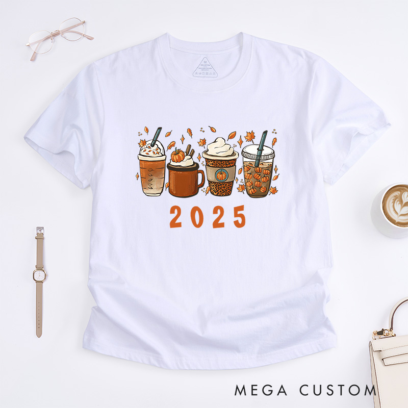 Personalized Fall Drinks Halloween T-Shirt Perfect for Celebrating the Cozy and Festive Spirit T-Shirt