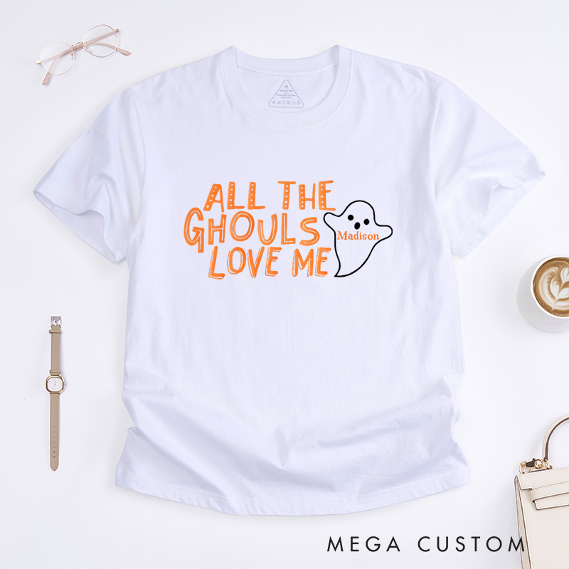 Personalized All the Ghouls Love Me Halloween T-Shirt Perfect for Fun and Playful Seasonal Celebrations T-Shirt