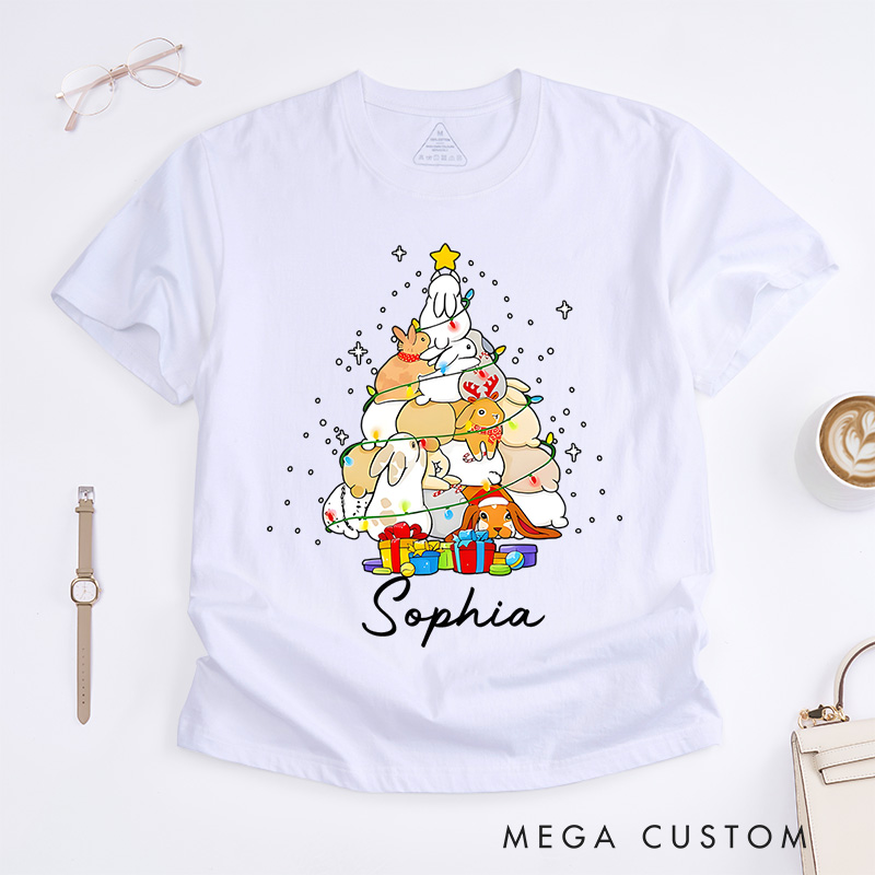 Personalized Christmas Tree with Cute Animals and Gifts Christmas T-Shirt