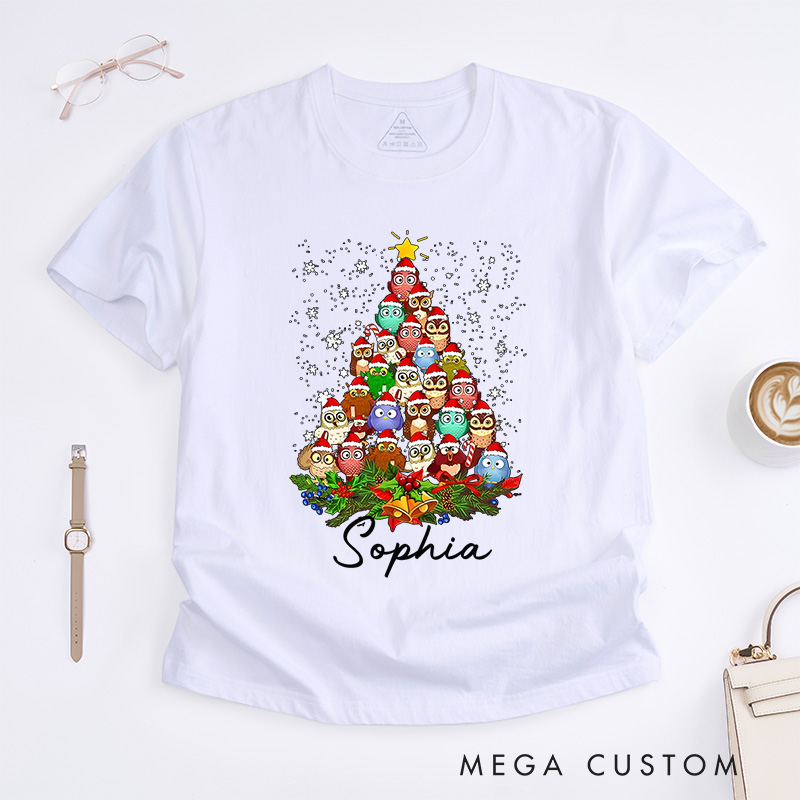 Personalized Christmas Tree Made of Festive Characters and Ornaments Christmas T-Shirt