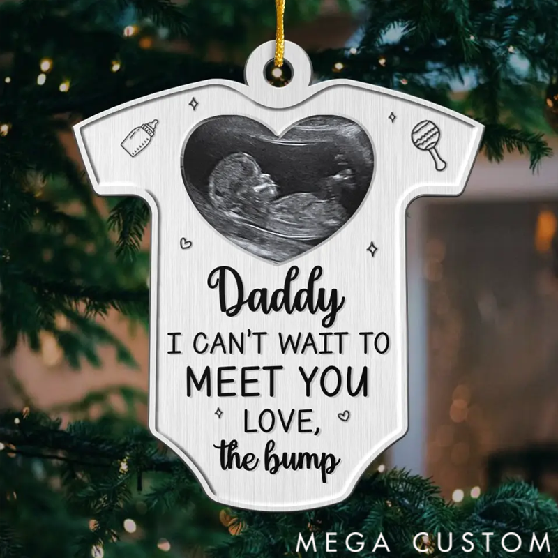 Personalized Custom Photo I Can't Wait To Love You - Family Personalized Custom Ornament - Metal Custom Shaped - Christmas Gift For Baby Kids, Newborn Baby