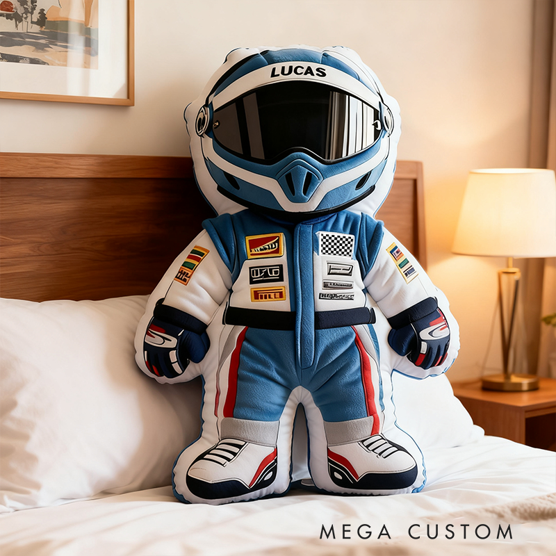 Personalized Racer Throw Pillow Custom Name Design Cushion Gift for Racers and Racing Lovers