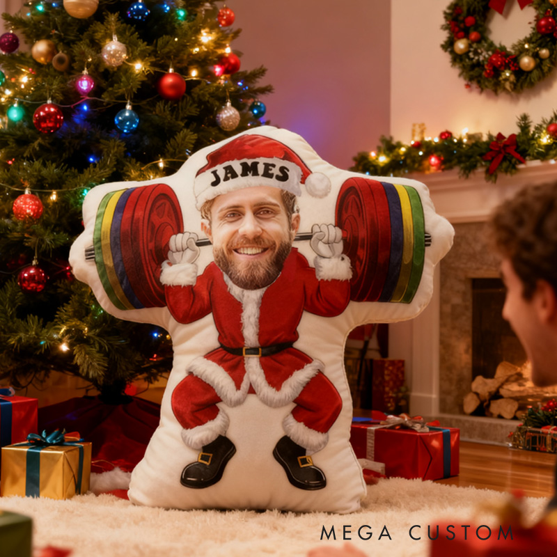 Personalized Merry Liftmas Photo Pillow Graphic 3D Print Gym Christmas Gift Ideas Exercise Themed Weight Lifting Workout Pillow Comfortable Christmas Decor for Gym Lovers