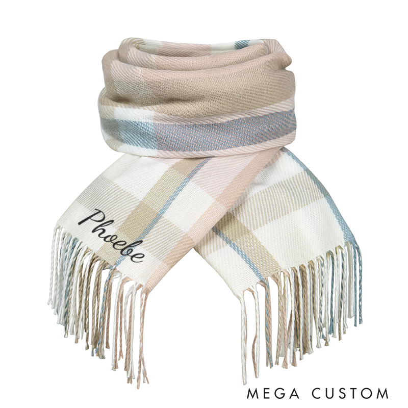 Personalised Name Embroidered Scarf for Men Custom Monogram Scarf Winter Long Scarves Gifts for Boyfriend Dad Husband