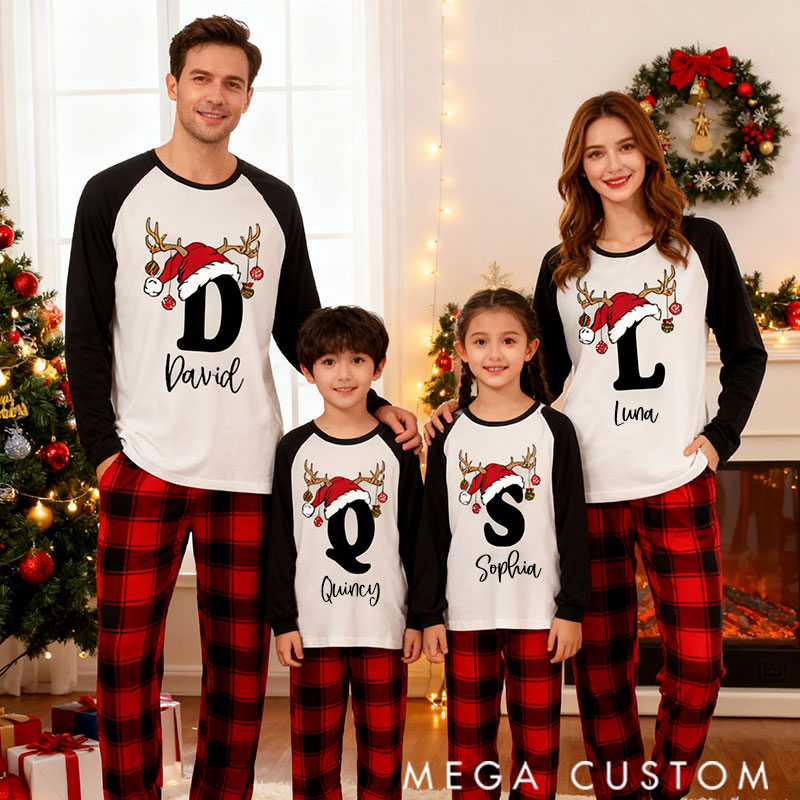 Personalized Personalized Matching Family Christmas Pajama Set Reindeer Pajamas for Family