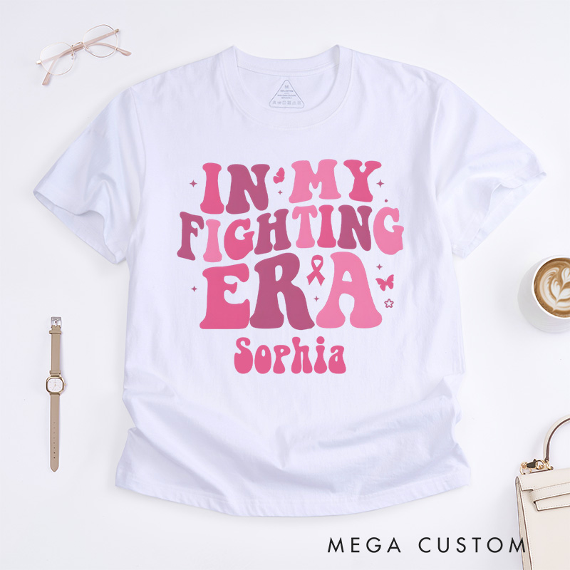 Personalized In My Fighting Era Breast Cancer Warrior T-shirt Cancer Fighter Gift
