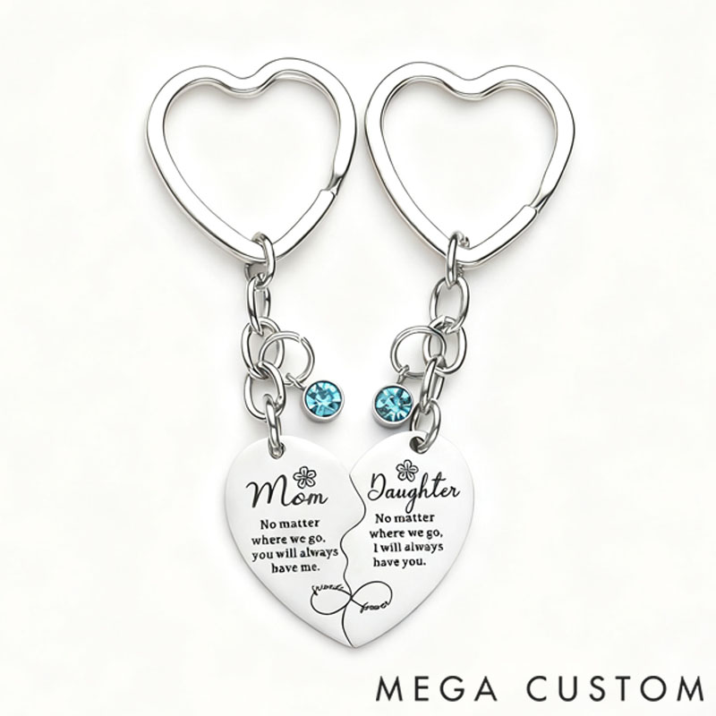 Personalized Personalized Mother-Daughter Heart-Shaped Matching Keychain Set Gift
