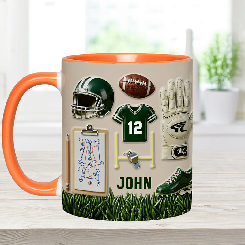 Personalized American Football Design Mug with Custom Name and Perfect Gift for Football Fans