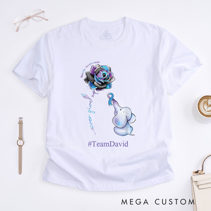 Personalized Never Give Up Suicide Awareness T-Shirt