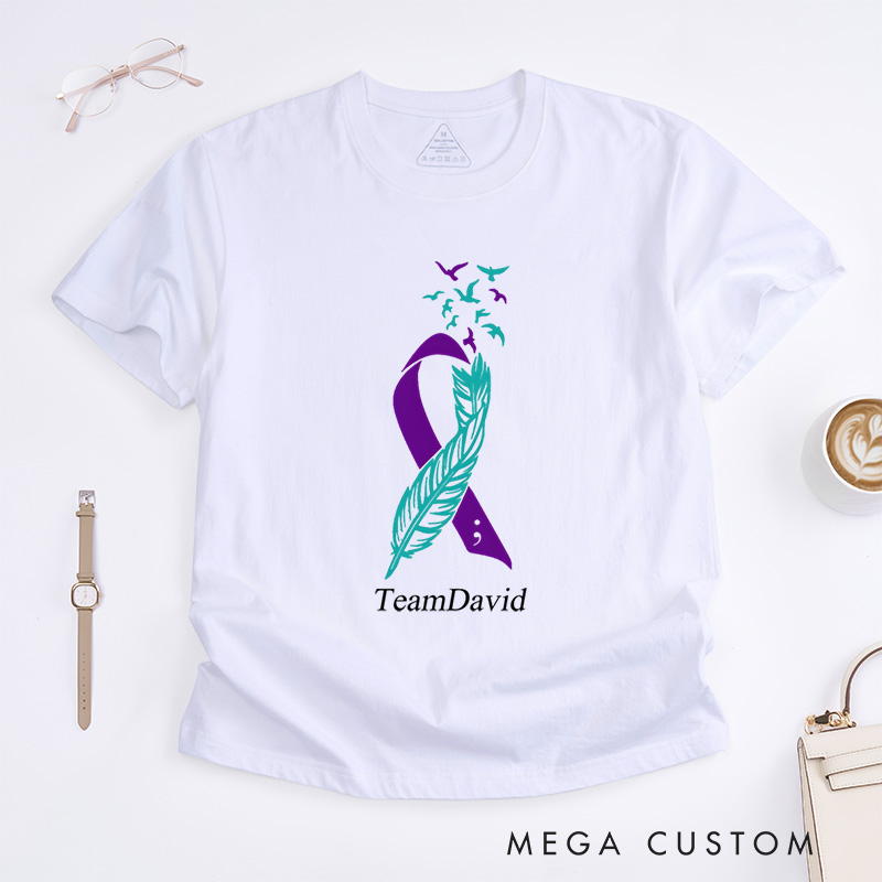 Personalized Feather Suicide Prevention Awareness Mental Health T-Shirt