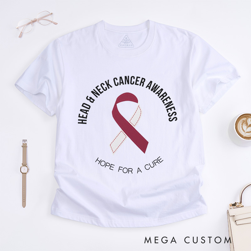 Personalized Head and Neck Cancer Ribbon T-Shirt Cancer Survivor Gift Support Gift