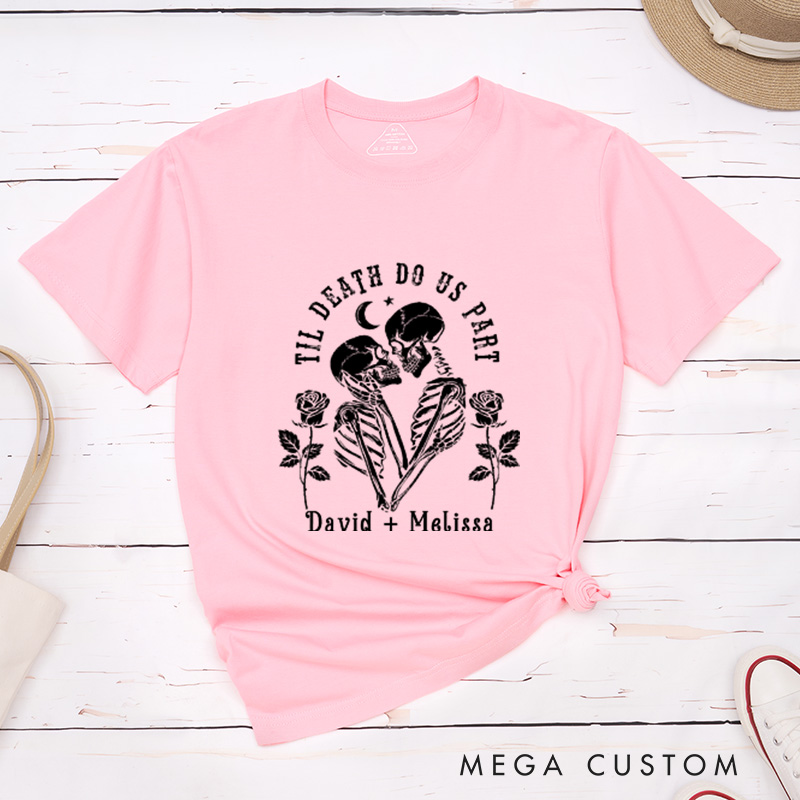 Personalized Halloween Skeleton Matching Classic T-Shirt for Couple Halloween Skeleton Shirt Gift for Him and Her