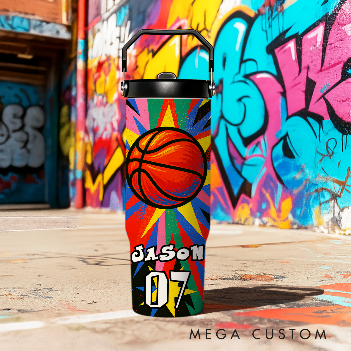 Personalized 30oz Sports Travel Mug, Customizable with Sport Type, Name, and Number, Making It The Perfect Gift for Athletes and Fans.