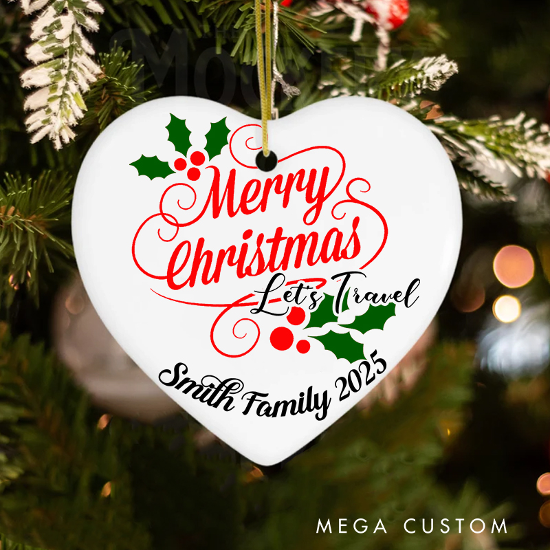 Personalized Merry Christmas Let's Travel Christmas Ornament Gift for Traveling Lovers Christmas Decoration
