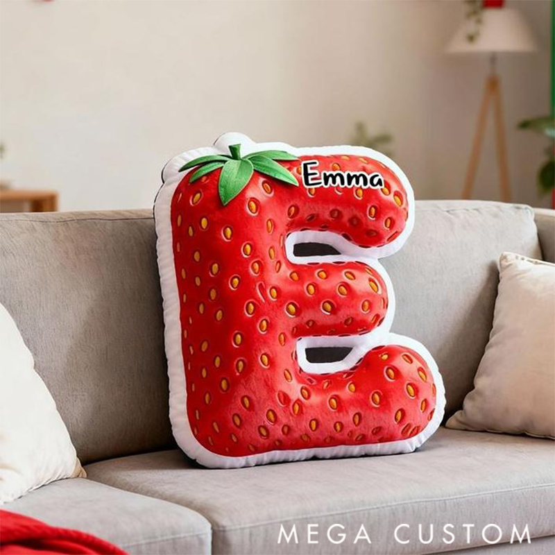 Personalized Graphic 3D Print Pillows Pillow, Custom Strawberry Pillow with Name for Family