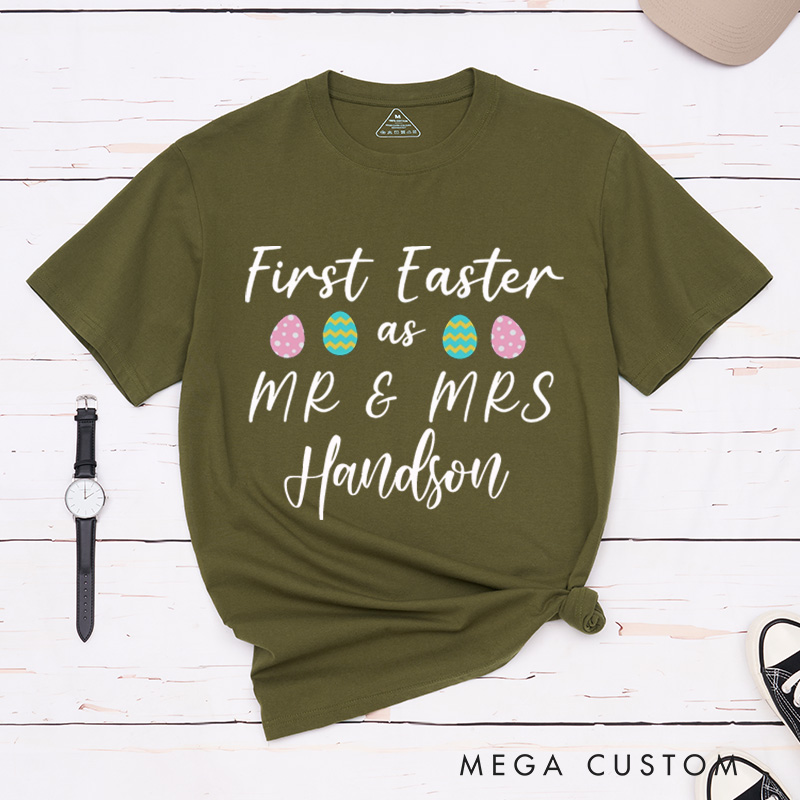 Personalized First Easter As Mr And Mrs Matching Couple T-Shirt