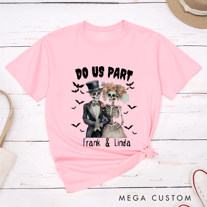 Personalized Skeleton Till Death Halloween Couple Matching T-Shirt