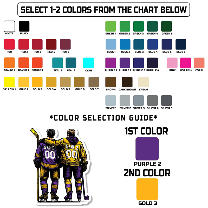 Personalized Hockey Friends Sticker with Custom Names and Numbers