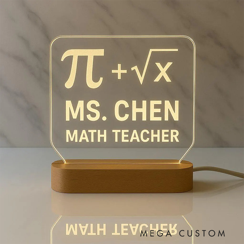 Personalized Teacher LED Desk Lamp with Math Design Unique Gift for Math Teachers