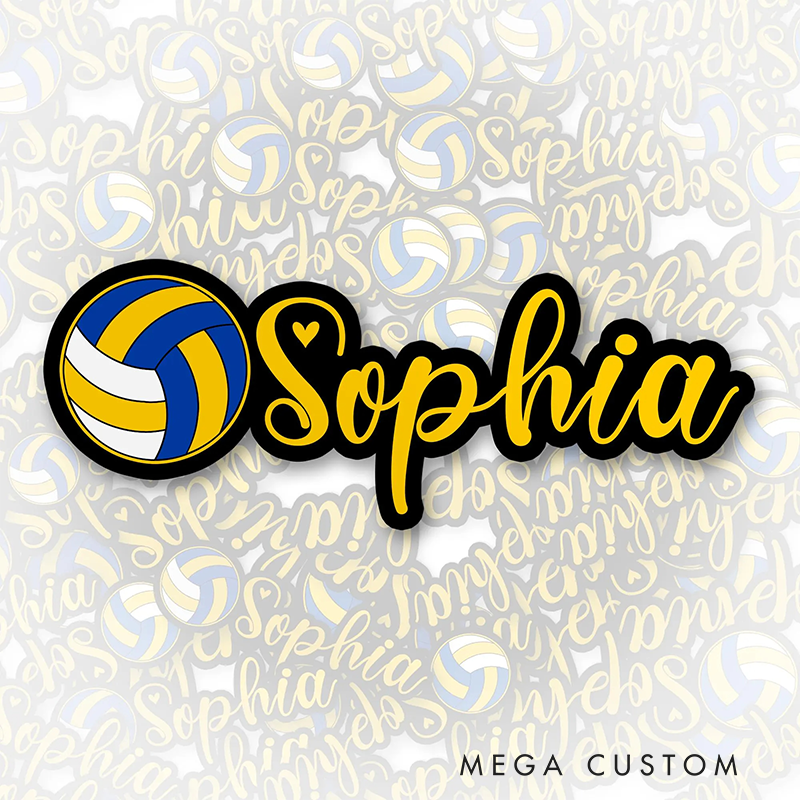 Personalized Volleyball Sticker Custom Name - Gifts For Sport Fan