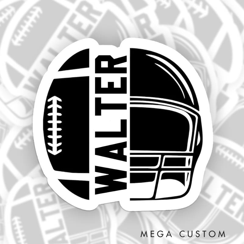 Personalized American Football Sticker with Custom Player Number - Sports Decal