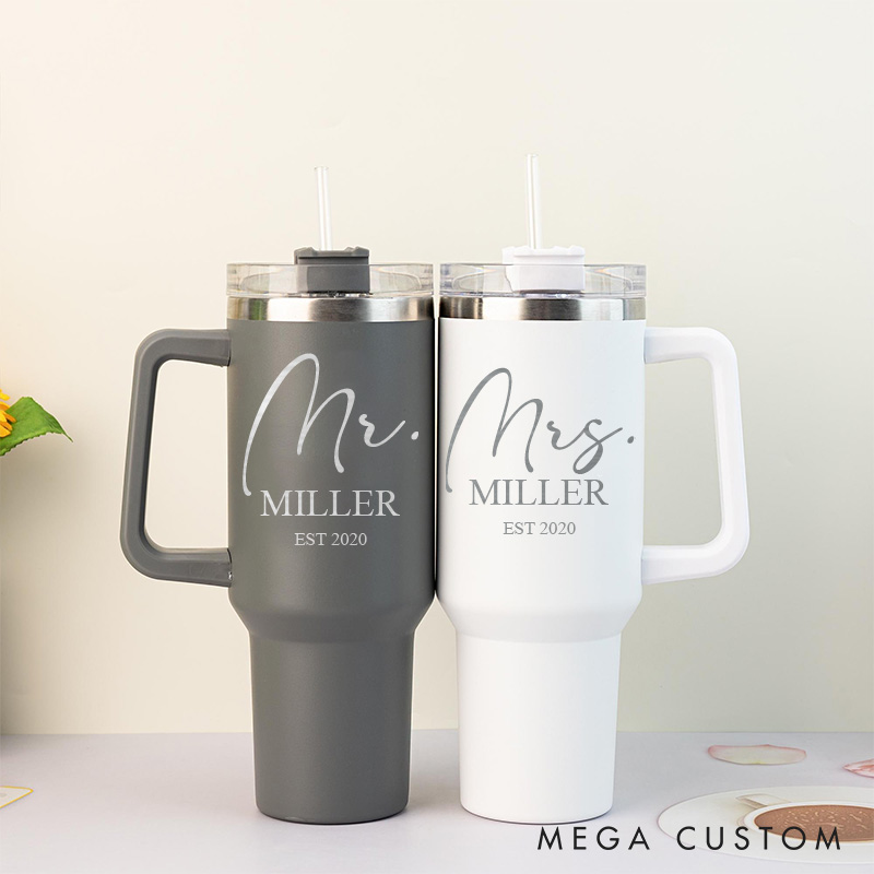Personalized Couple Anniversary Tumbler Mr. and Mrs. 40oz Travel Mug Wedding Anniversary Gift for Husband and Wife