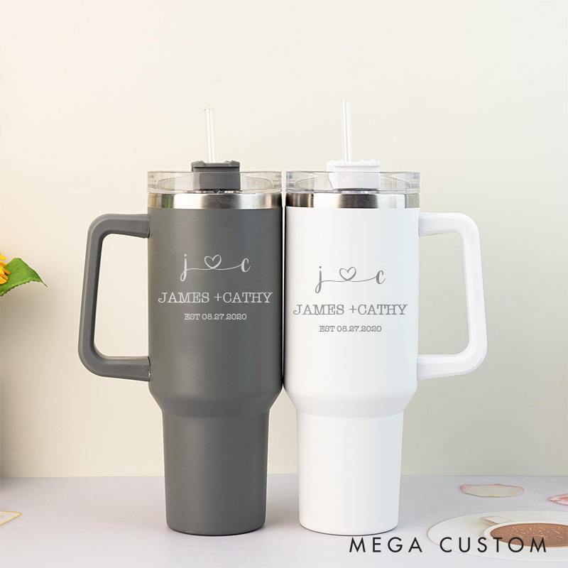 Personalized Couple 40oz Tumbler Mr. and Mrs. Anniversary Tumbler Wedding Anniversary Gift Travel Mug for Husband and Wife