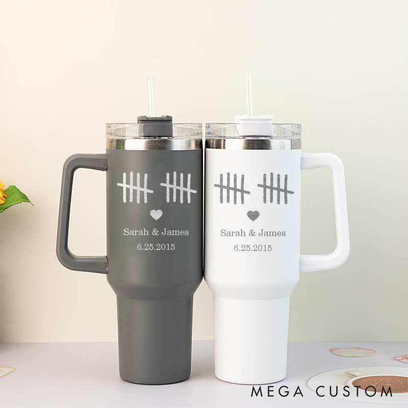 Personalized Couple Anniversary 40oz Tumbler Mr. and Mrs. Anniversary Travel Mug Husband and Wife Wedding Anniversary Water Bottle