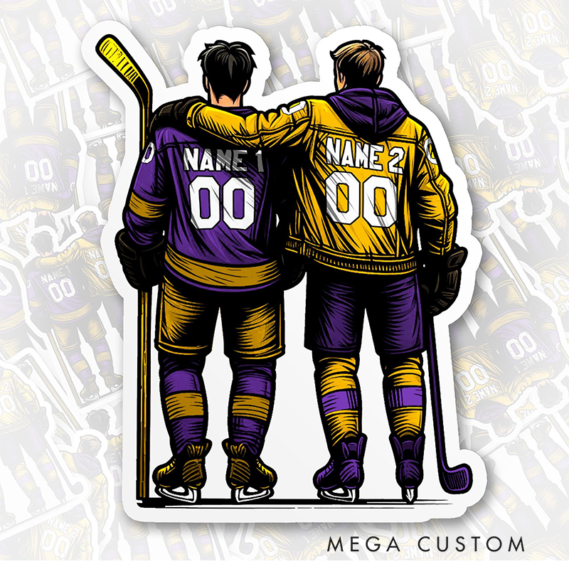 Personalized Hockey Friends Sticker with Custom Names and Numbers