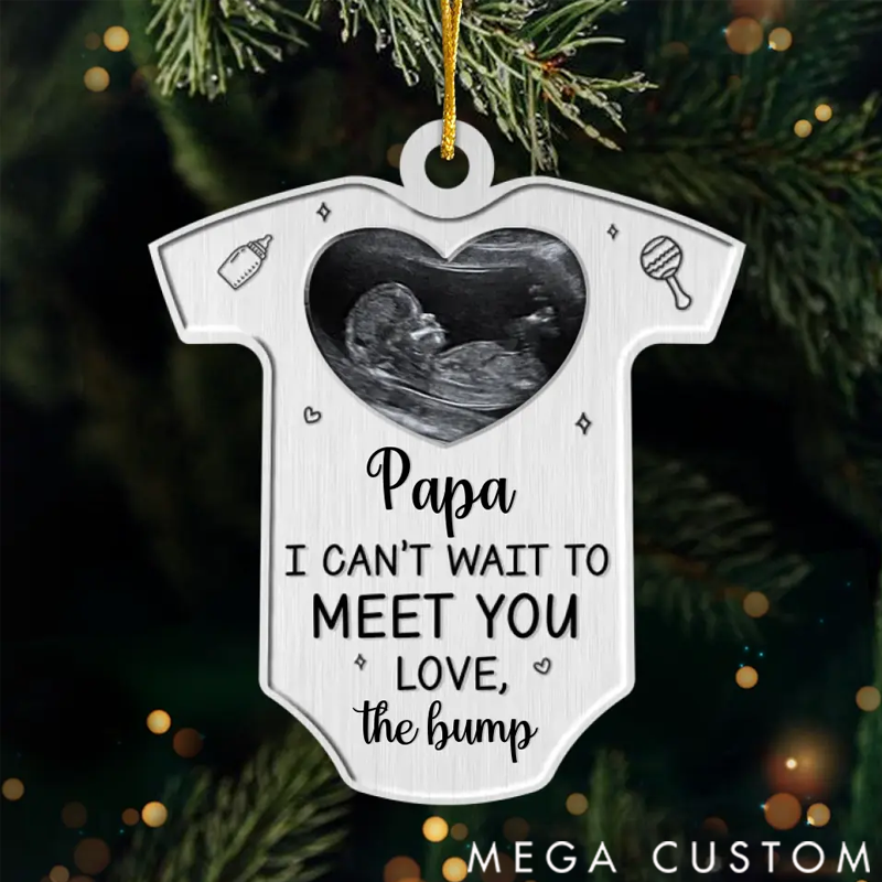 Personalized Custom Photo I Can't Wait To Love You - Family Personalized Custom Ornament - Metal Custom Shaped - Christmas Gift For Baby Kids, Newborn Baby